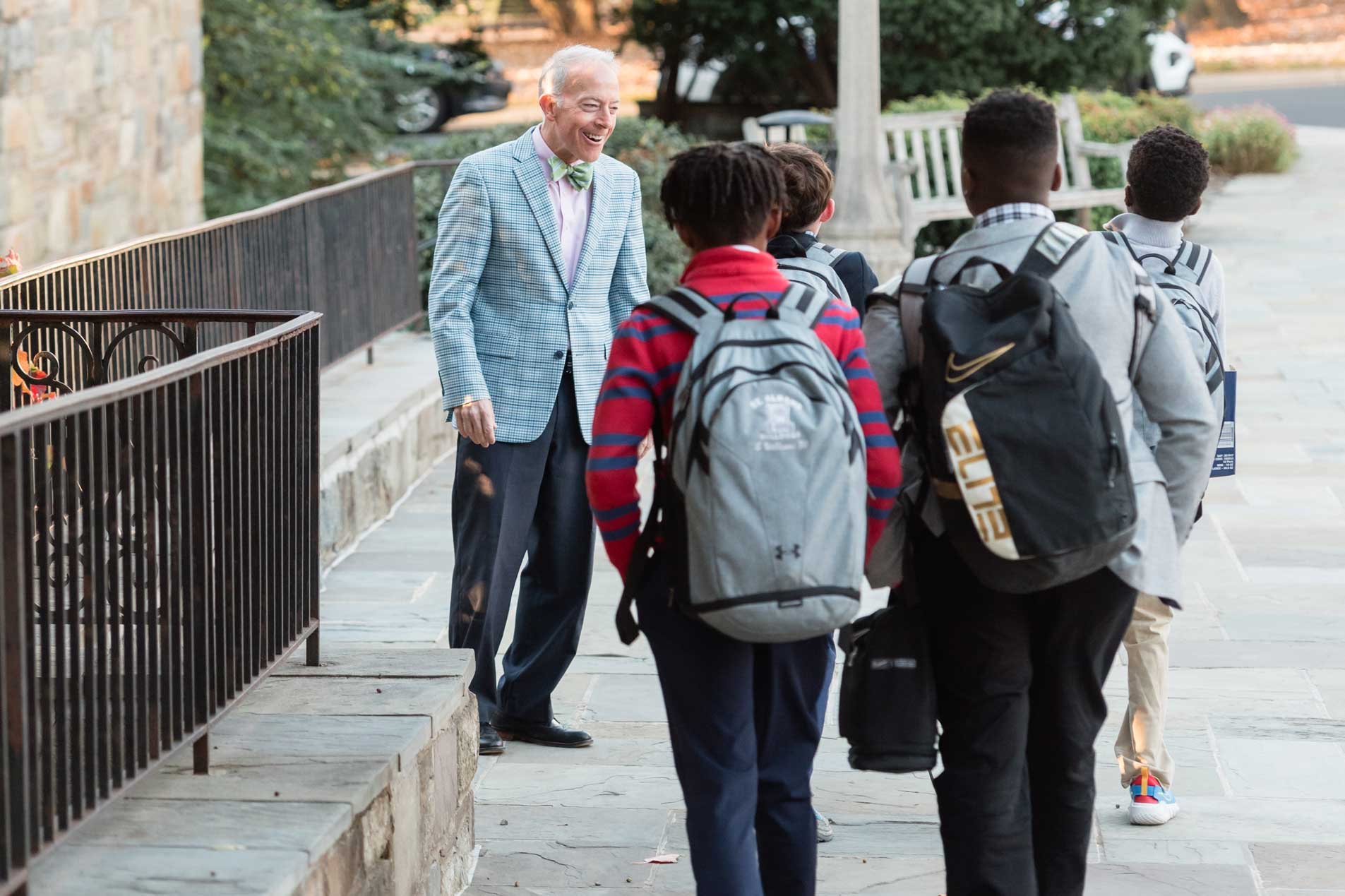 students walking on campus