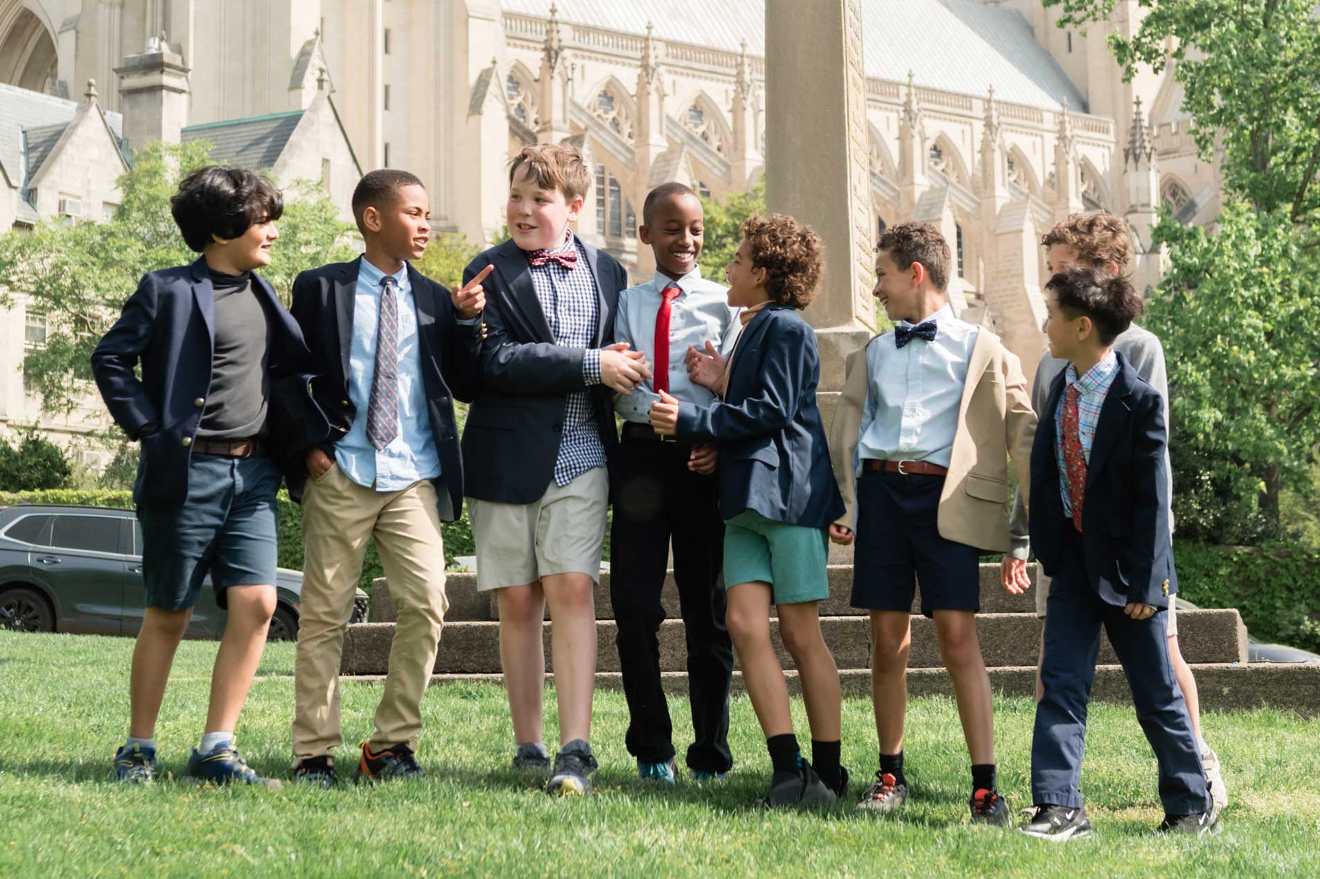 students outside on campus